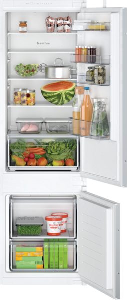 Refrigerator, KIV87NSE0, Energy efficiency class E, Built-in, Combi, Height 177.2 cm, Fridge net capacity 200 L, Freezer net capacity 70 L, 35 dB, White