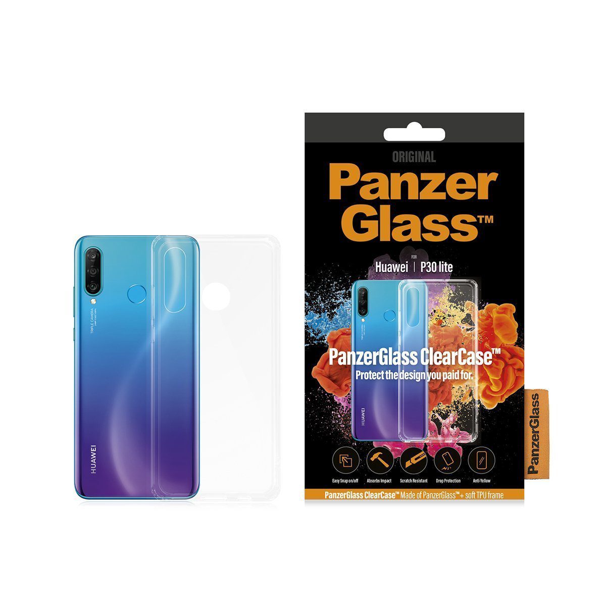 ClearCase, 0199, Back cover, Huawei, Huawei P30 lite, Plastic, Transparent, Anti-yellow coating, Glass do not turn yellow. Fits right over the buttons for easy use. Full access to all functions. Effective wireless charging. Thin. TPU frame gives extra grip.