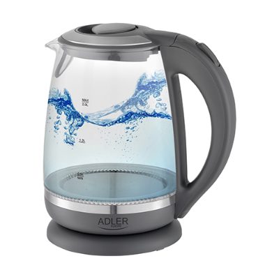 Kettle, AD 1286, Standard, 2200 W, 2 L, Plastic/Glass, 360° rotational base, Grey