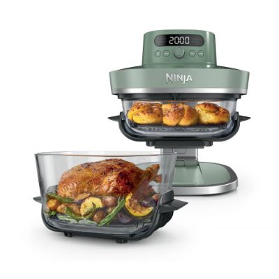 NINJA 5-in-1 XL Glass Air Fryer, AS090EUGN Crispi Pro, Power 2050 W, Capacity 5.7 L, Moss Green