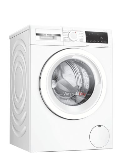Serie 4 Washing Machine With Dryer, WNA134L0SN, Energy efficiency class C, Front loading, Washing capacity 8 kg, 1400 RPM, Depth 59 cm, Width 59.8 cm, Display, LED, Drying system, Drying capacity 5 kg, Steam function, Direct drive, White