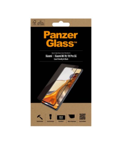 Screen protector, Xiaomi, Mi 11t/Mi 11t Pro 5G, Glass, Black, Full frame coverage; Rounded edges; 100% touch preservation, Case friendly