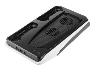 Fixed Multifunctional Station for PlayStation 5 with Cooling and Charging for two DualSense Controllers, FIXPS5-MCS-BW