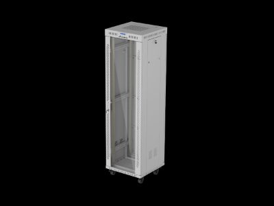 Lanberg Rack cabinet 19" free-standing 42U/600x600 (flat pack) with glass door LCD V2, FF01-6642-12SL, Grey