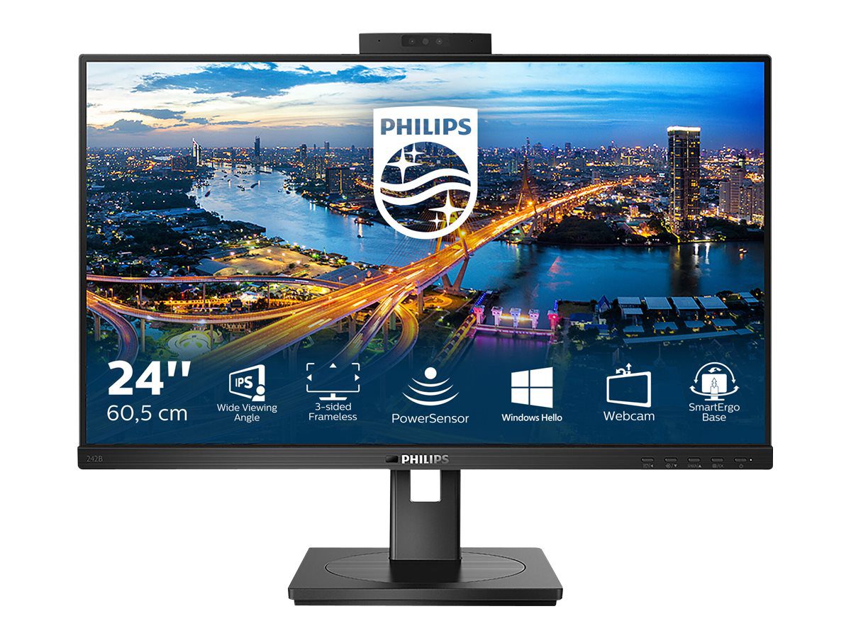 LCD Monitor with Windows Hello Webcam, 242B1H/00, 23.8 ", IPS, FHD, 16:9, 75 Hz, 4 ms, 1920 x 1080 pixels, 250 cd/m², HDMI ports quantity 1, Black