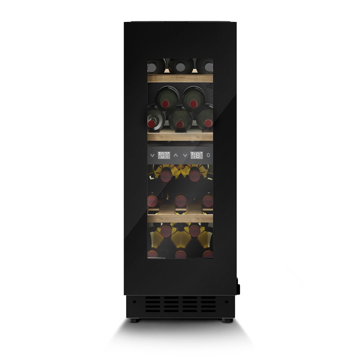 Caso Wine cooler, WineDeluxe WDU 18, Energy efficiency class F, Built-in, Bottles capacity 18, Black
