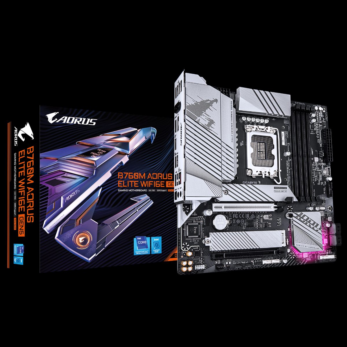 Gigabyte B760M AORUS ELITE WIFI6E GEN5, Processor family Intel, Processor socket LGA1700, DDR5, Supported hard disk drive interfaces M.2, SATA, Number of SATA connectors 4