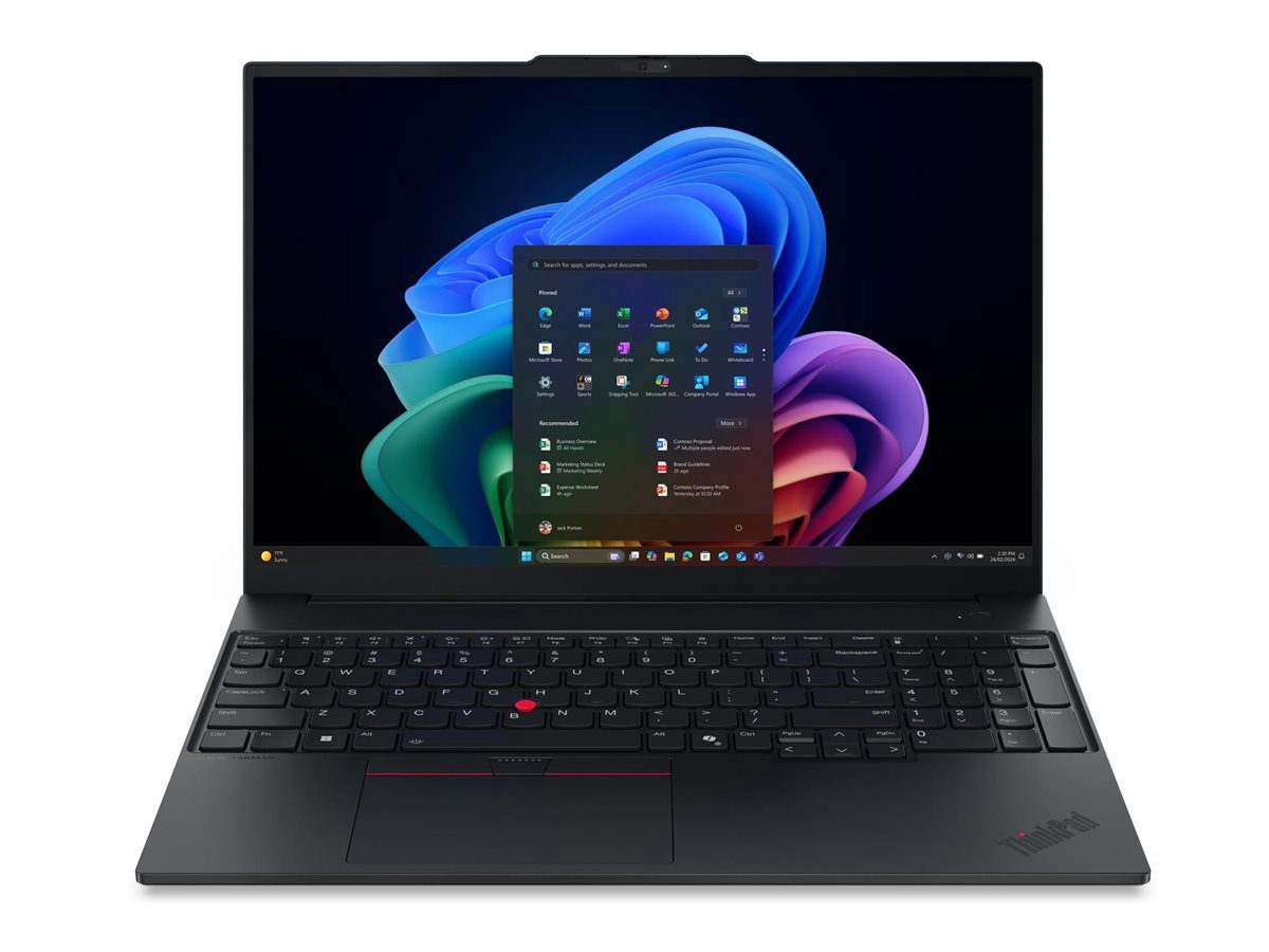 Lenovo ThinkPad E16 G4 Intel, Black, 16 ", IPS, WUXGA, 1920 x 1200 pixels, Anti-glare, Intel Core Ultra 7, 355, 16 GB, SODIMM DDR5, Solid-state drive capacity 512 GB, Intel Graphics, Windows 11 Pro, 802.11be, Bluetooth version 5.4, Keyboard language English, Keyboard backlit, Warranty 36 month(s), Battery warranty 12 month(s)