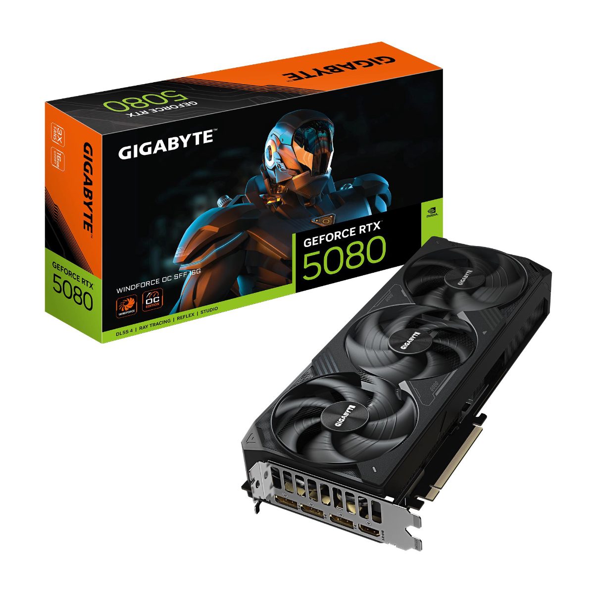 Gigabyte GeForce RTX 5080 WINDFORCE OC SFF 16G, NVIDIA, 16 GB, GeForce RTX 5080, GDDR7, HDMI ports quantity 1, PCI-E 5.0