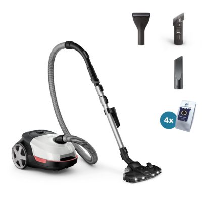 Vacuum Cleaner, PHILIPS, Bagged, 900 Watts, Capacity 4 l, Noise 77 dB, White, Weight 4.6 kg, XD6122/12