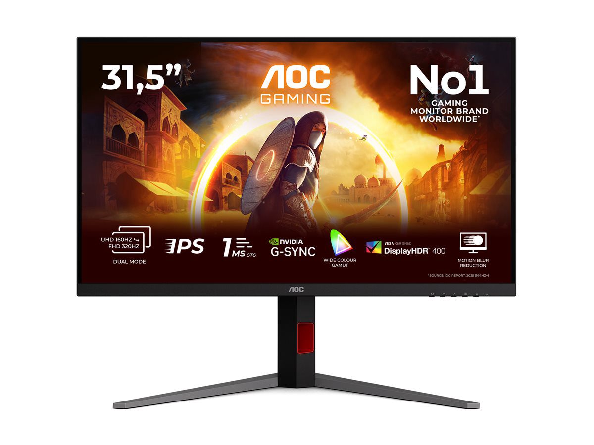 AOC U32G4U, 32 ", Fast IPS, UHD, 16:9, 160 Hz, 1 ms, 3840 x 2160 pixels, 450 cd/m², HDMI ports quantity 2, Black
