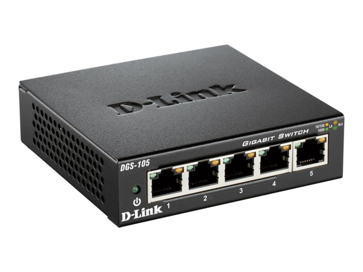 Ethernet Switch, DGS-105/E, Unmanaged, Desktop, Gigabit Ethernet (copper) ports quantity 5, 60 month(s)