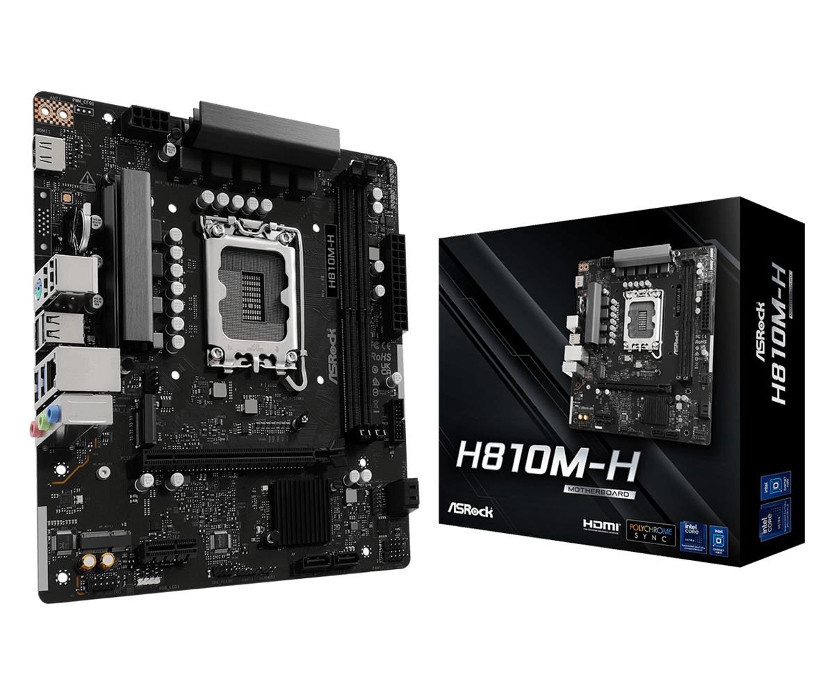 Mainboard, ASROCK, H810M-H, Intel H810, LGA 1851 (Socket V1), micro ATX, RAM DDR5-SDRAM, 2xSlots, 1xNumber of M.2 (M) slots