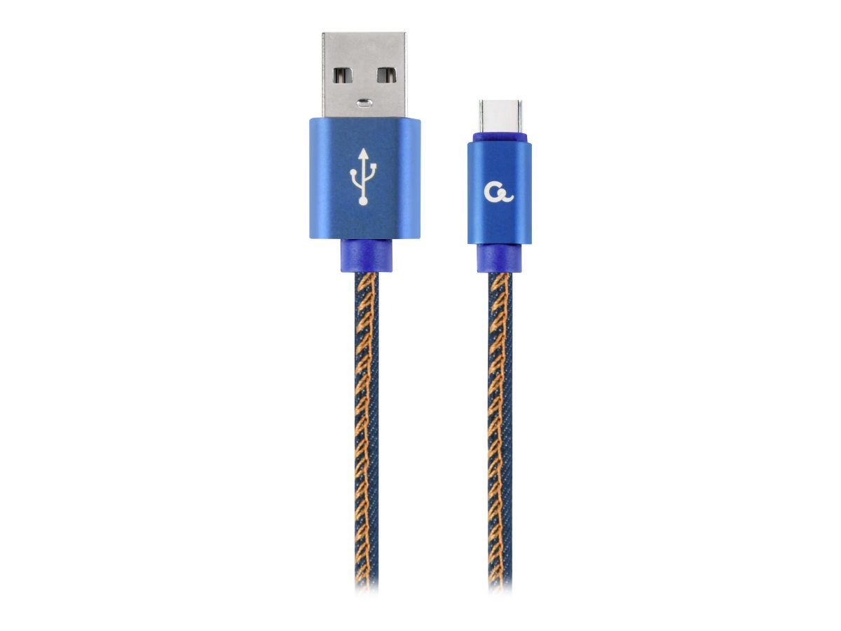 Premium Jeans (Denim) Type-C USB Cable with Metal Connectors, CC-USB2J-AMCM-1M-BL