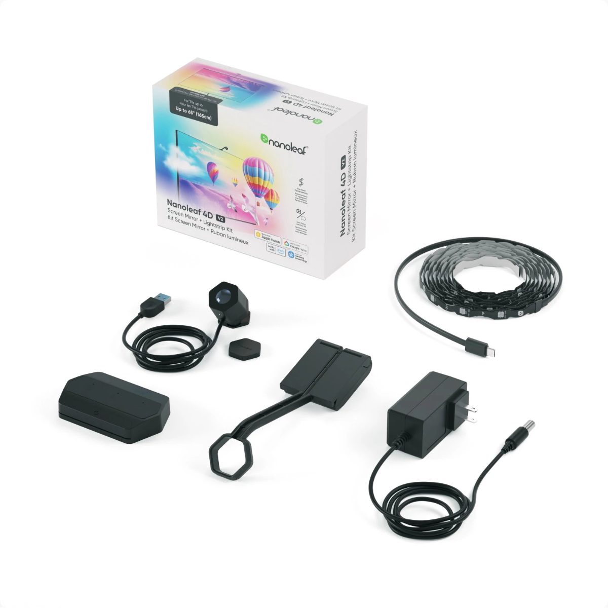 Nanoleaf 4D V2 TV Screen Mirror + Light Strips Kit (for TV & Monitor up to 65''), 24 W, Multicolor RGB