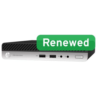 HP Renewed Grade A, ProDesk 600 G4 DM, Intel Core i3, i3‑8100T, 8 GB, NVMe, 128 GB, Intel UHD Graphics 630, Windows 11 Home