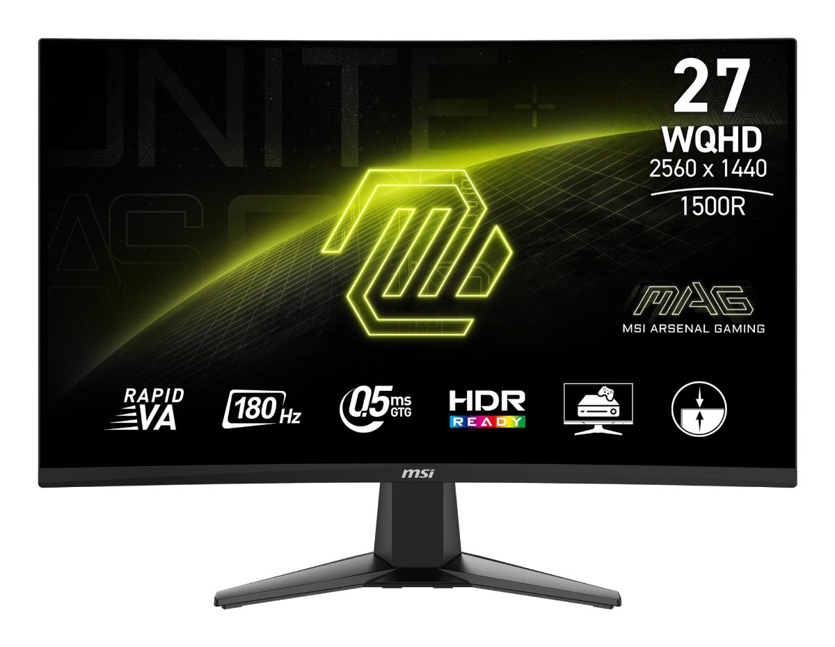 LCD Monitor, MSI, 27 ", 2560 x 1440 pixels, Quad HD, Native aspect ratio 16:9, LCD, Curved, MAG27CQ6F