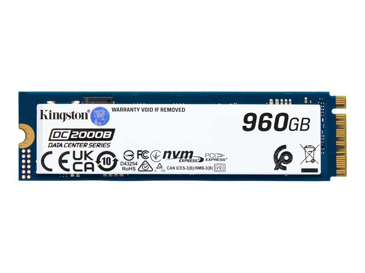 Kingston SSD, DC2000B, 960 GB, SSD form factor M.2 2280, Solid-state drive interface PCIe NVMe Gen 4.0 (x4), Read speed 7000 MB/s, Write speed 1300 MB/s