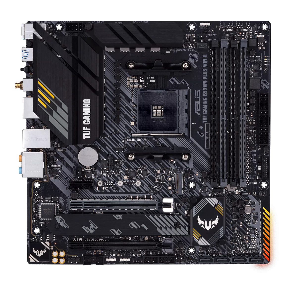 TUF GAMING B550M-PLUS WIFI II, Processor family AMD, Processor socket AM4, DDR4, Memory slots 4, Chipset  B550, microATX