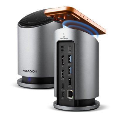 AXAGON USB-C 10Gbps Wireless Charging 9in1 hub, HMC-WL9