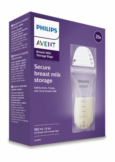 Philips Avent krūts piena uzglabāšanas maisiņi 180ml/25 gab.