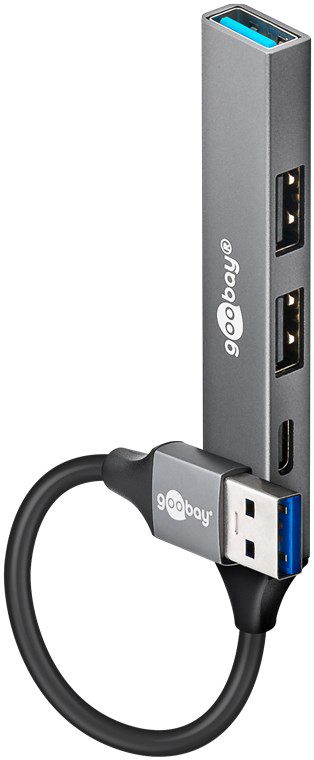 Goobay Slim 4-Port USB Hub, USB-A to USB-C/USB-A, 5 Gbit/s, 74458