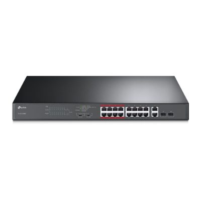Switch, TL-SL1218MP, Unmanaged, Rackmountable, 10/100 Mbps (RJ-45) ports quantity 16, Gigabit Ethernet (copper) ports quantity 2, PoE+ ports quantity 16, 36 month(s)