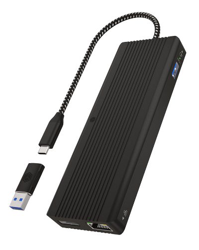 Icy Box 9-in-1 USB Type-C and Type-A dock with dual video output, IB-DK4080AC, Dock, Ethernet LAN (RJ-45) ports 1, USB 2.0 ports quantity 3, HDMI ports quantity 2, Ethernet LAN