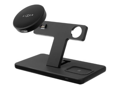 MagPowerstation 3-in-1 wireless charging stand with MagSafe mount support, FIXMPOS-BK, Black