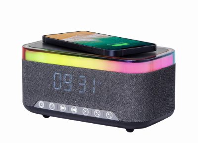 MOBILE CHARGER WRL&ALARM CLOCK/DAC-SPKBT-QC15-BK GEMBIRD