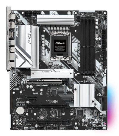 Mainboard, ASROCK, Intel B760 Express, LGA1700, ATX, Memory DDR5, Memory slots 4, 1xPCI-Express 3.0 1x, 1xPCI-Express 3.0 16x, 1xPCI-Express 4.0 16x, 1xPCI-Express 5.0 16x, 3xM.2, 1xHDMI, 1xDisplayPort, 2xUSB 2.0, 5xUSB 3.2, 1xUSB-C, 1xRJ45, 3xAudio port, B760PRORS