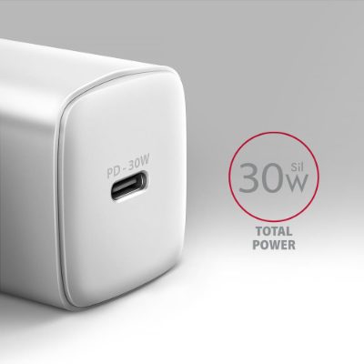 AXAGON Sil wallcharger 1x port USB-C, PD3.0 /PPS/QC4+/SFC/AFC/Apple, 30w, ACU-PD30W
