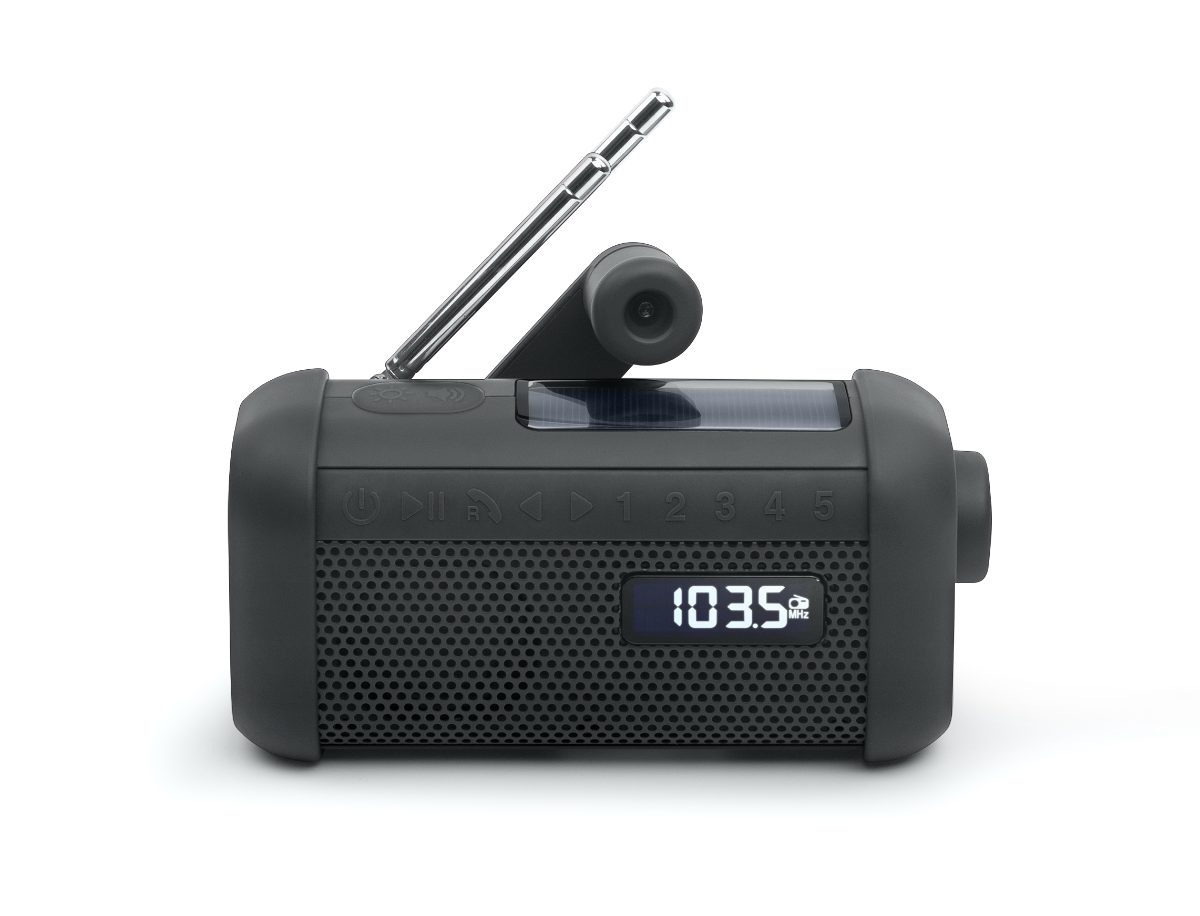 Portable Solar Radio with Crank and Flashlight, MH-08 MB, AUX in, Bluetooth, FM radio