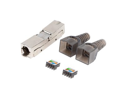 2X RJ45 CAT6A FTP Plug 8P8C Tool-less Adapter, PL2SA-6000TL, Silver/Transparent