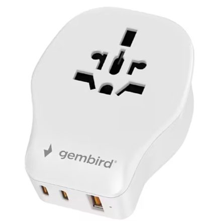 Gembird Universal travel power adapter, 20 W, TPA-1A2C20-02-W