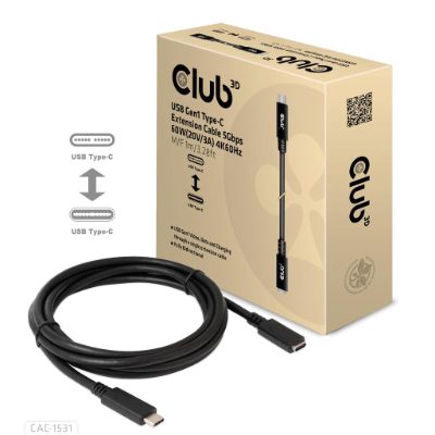 CABLE USB-C TO USB-C 1M/M/F CAC-1531 CLUB3D