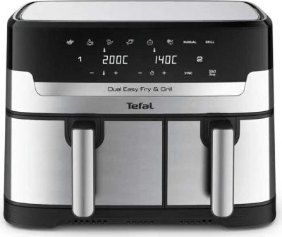 TEFAL Fryer, EY905D10, Capacity 5.2+3.1 L, Hot air technology, Stainless Steel/Black