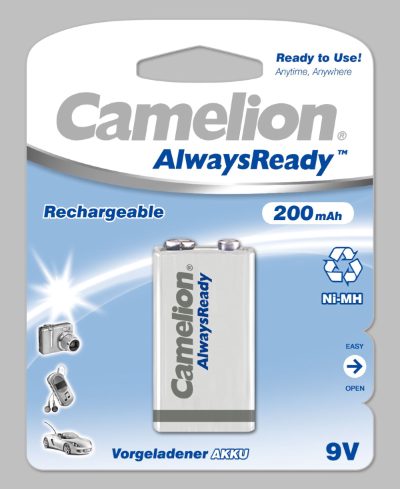 9V/6HR61, 200 mAh, AlwaysReady Rechargeable Batteries Ni-MH, 1 pc(s)
