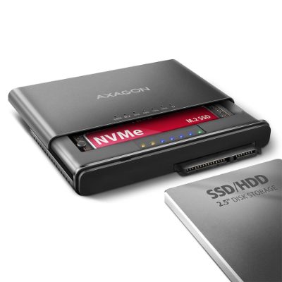AXAGON USB-C 10Gbps M.2 NVMe + SATA SSD/HDD adapter, ADSA-CC