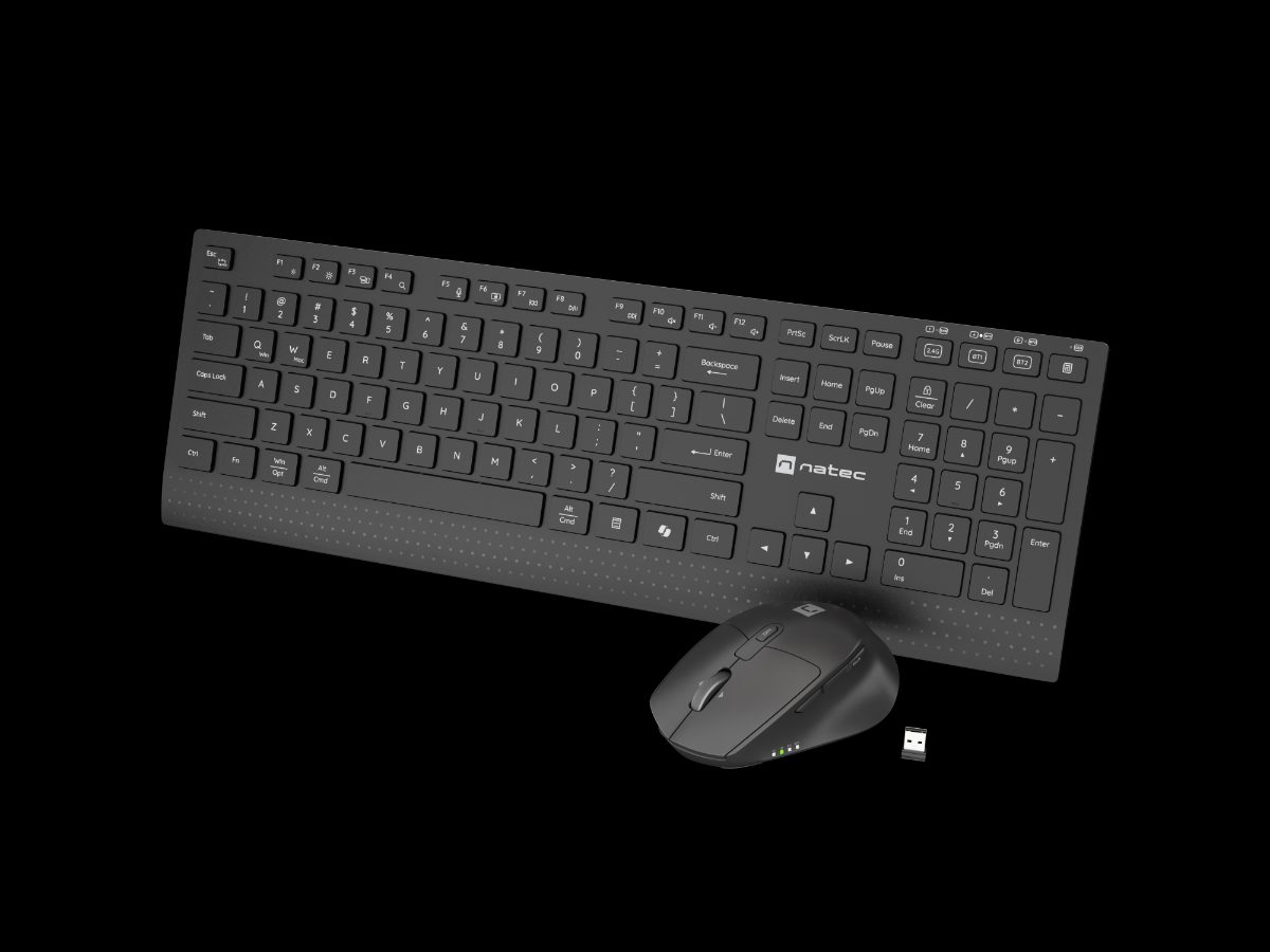 Natec Keyboard and Mouse, Stringray 2, Keyboard and Mouse Set, Wireless, US, Black