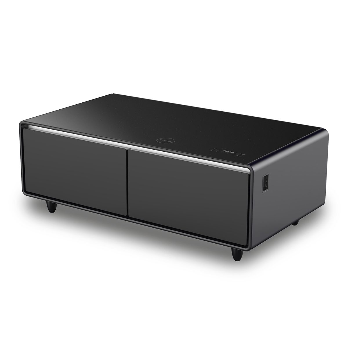 Lounge-Table with cooling compartments, sound bar and charging option, Sound and Cool, Energy efficiency class F, Free standing, Black