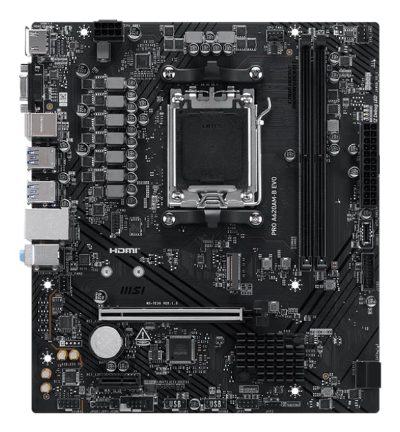 MSI PRO A620AM-B EVO, Processor family AMD, Processor socket AM5, DDR5, Supported hard disk drive interfaces SATA, M.2, Number of SATA connectors 2