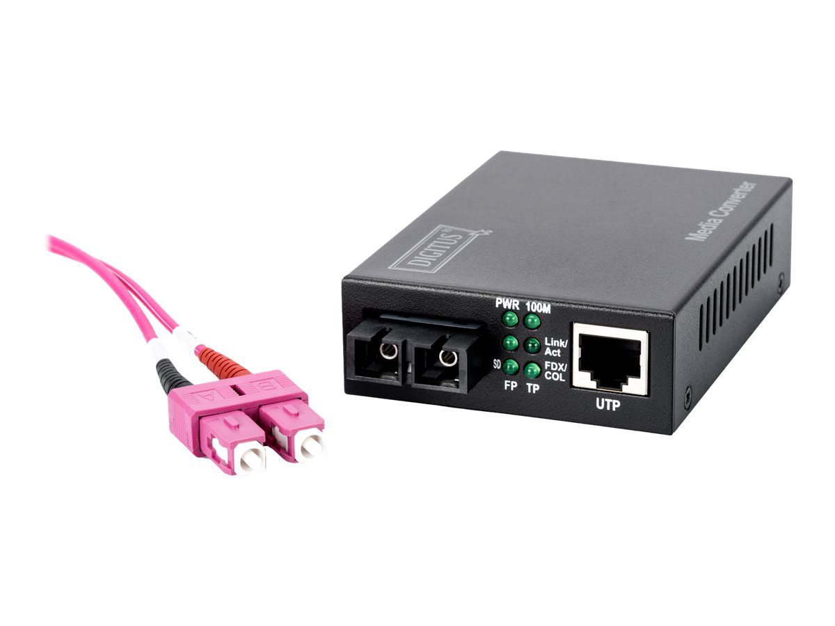 Fast Ethernet Media Converter, Multimode SC connector, 1310nm, up to 2km, DN-82020-1, SC duplex, 10/100M RJ45 port