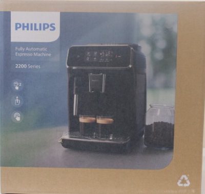 Philips EP2224/10 Espresso Coffee maker, Fully automatic, 15 bar, Classic milk frother, Water tank 1.8 L, Black, Philips, Espresso Coffee Maker, EP2224/10, Pump pressure 15 bar, Built-in milk frother, Fully automatic, Kashmir Gray, DAMAGED PACKAGING AND COFFEE BEAN CONTAINER LID