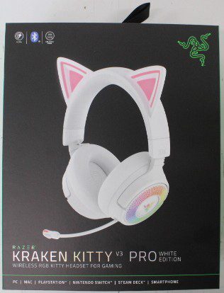 Razer Kraken Kitty V3 Pro Headset, White, Razer Headset, Kraken Kitty V3 Pro, Bluetooth, Over-Ear, DAMAGED PACKAGING, DEMO