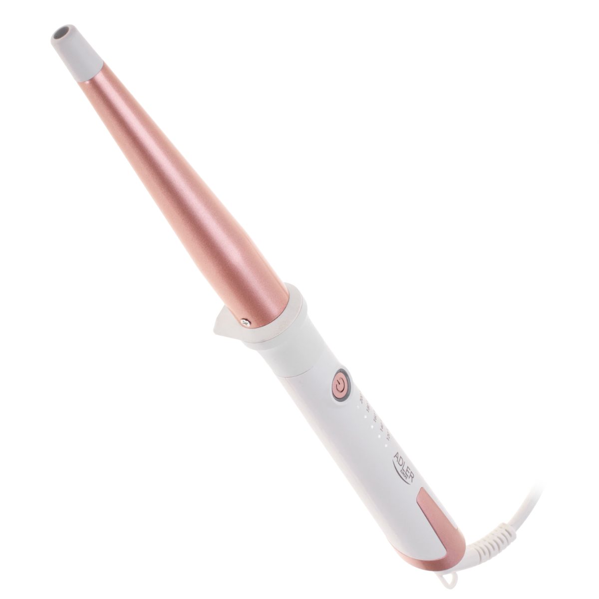 Adler Conical curling iron, AD 2119, Barrel diameter 12-25 mm, Temperature (min) 120 °C, Temperature (max) 200 °C, Number of heating levels 5, 45 W, White/Pink