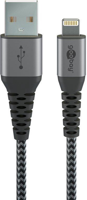 Lightning to USB-A Textile Cable with Metal Plugs, 49268, USB-A to Lightning
