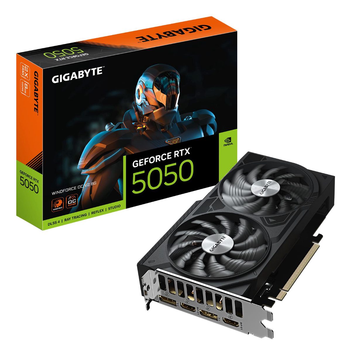 Gigabyte GeForce RTX 5050 WINDFORCE OC V2 8G, NVIDIA, 8 GB, GeForce RTX 5050, GDDR6, HDMI ports quantity 2, PCI-E 5.0