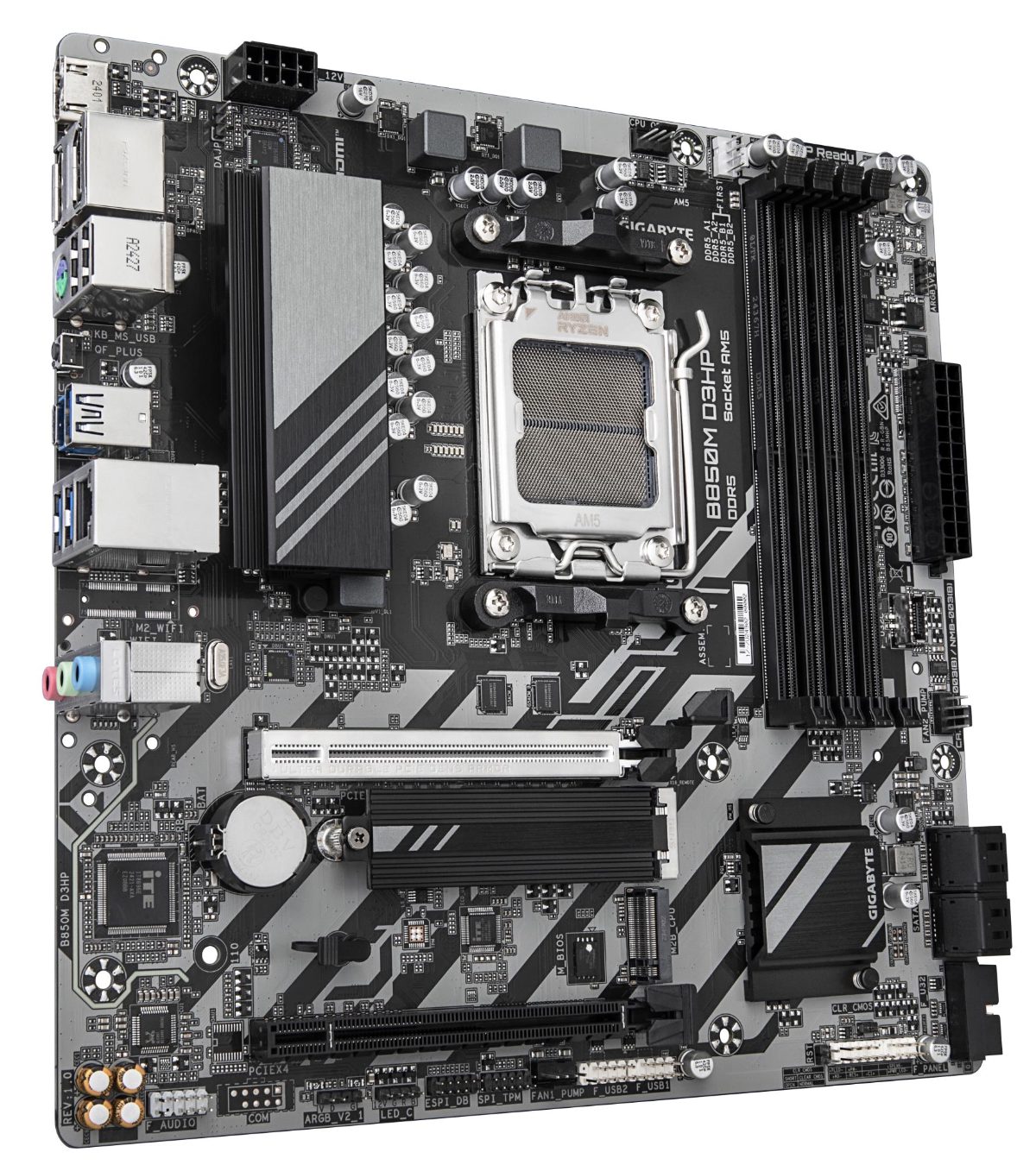 Gigabyte B850M D3HP, Processor family AMD, Processor socket AM5, DDR5, Supported hard disk drive interfaces M.2, SATA, Number of SATA connectors 4